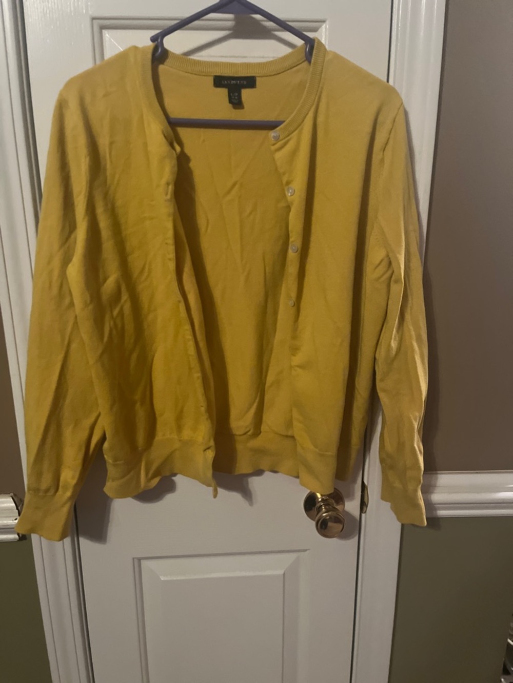 Lands' End Mustard Yellow Button Cardigan